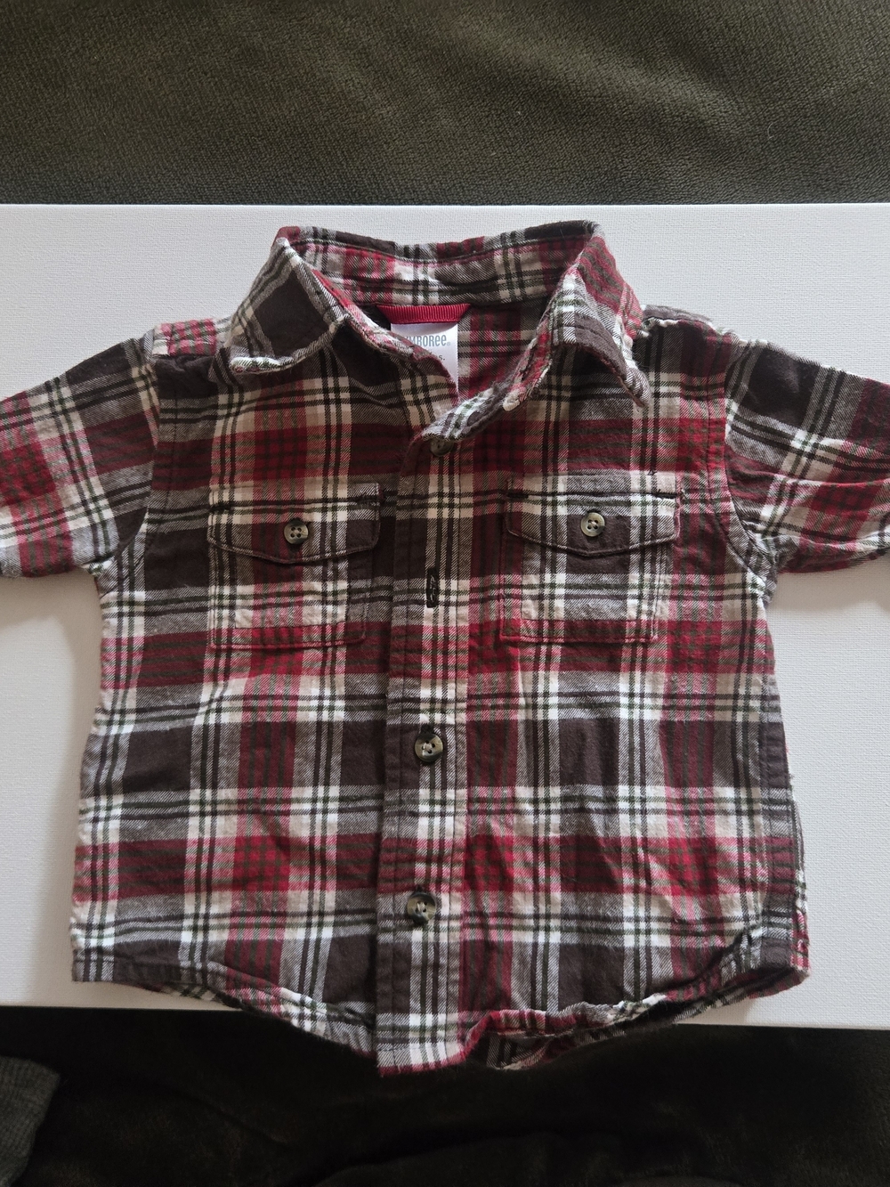 Gymboree Red, Brown & White Plaid Button-Down Shirt